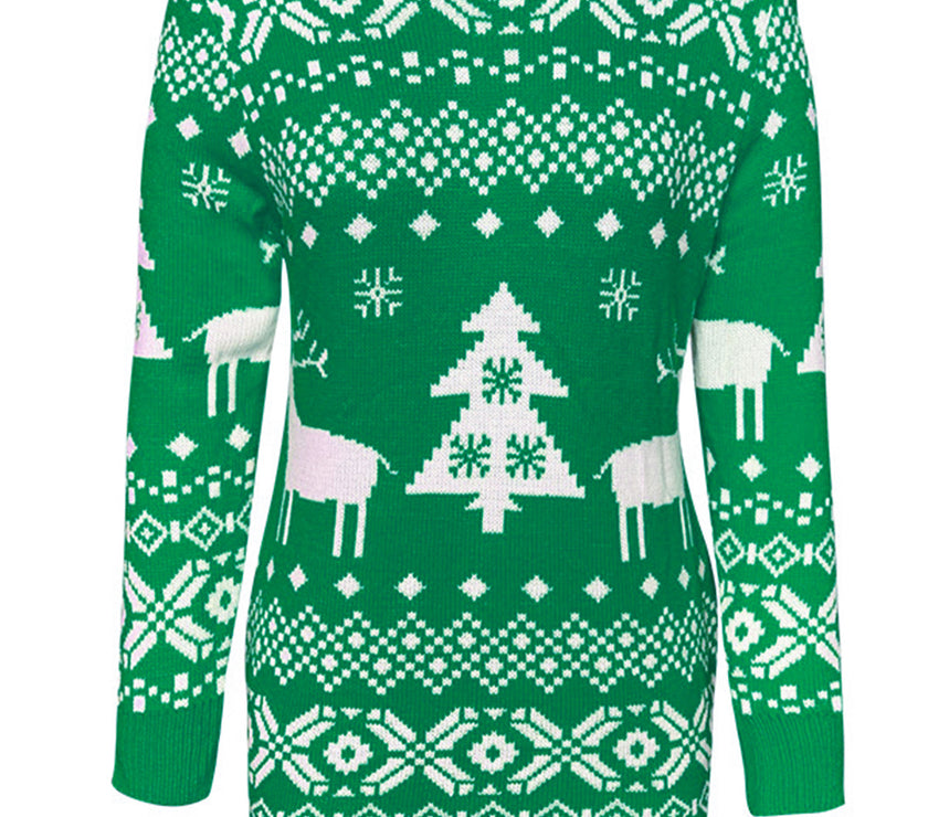 Christmas Element Round Neck Mini Sweater Dress
