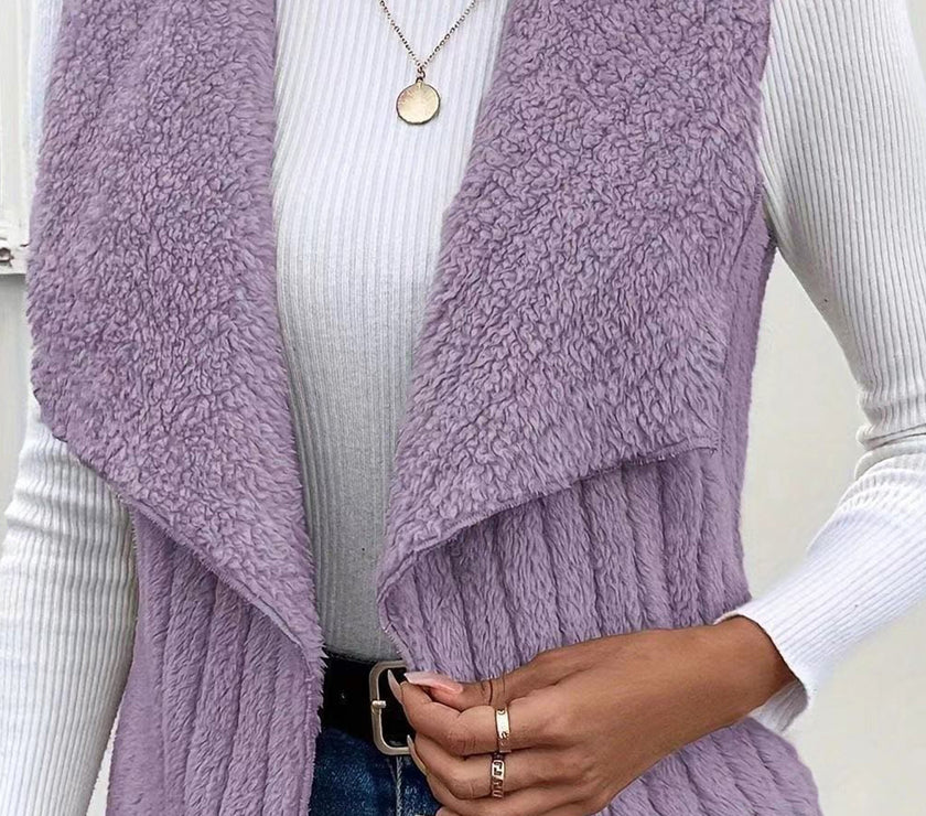Open Front Fuzzy Vest Coat