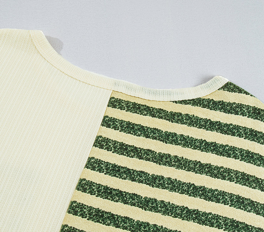 Striped Round Neck Long Sleeve Top