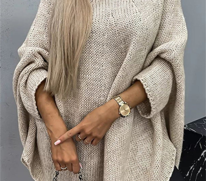 Round Neck Batwing Sleeve Sweater