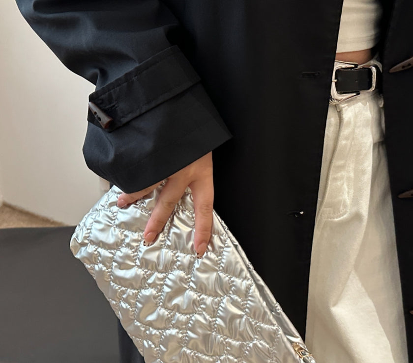 Ruched Heart Clutch with Zipper