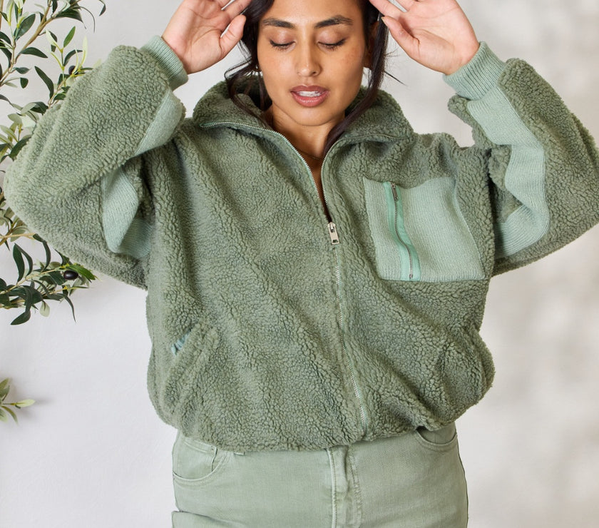 Heimish Full Size Zip Up Collared Neck Jacket