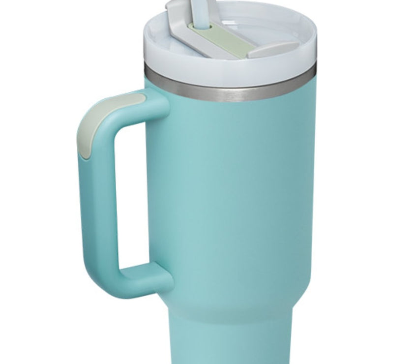 Stainless Steel Tumbler with Upgraded Handle and Straw