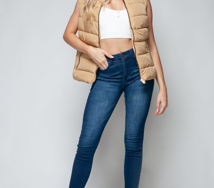Snobbish Zip Up Turtleneck Vest with Pockets