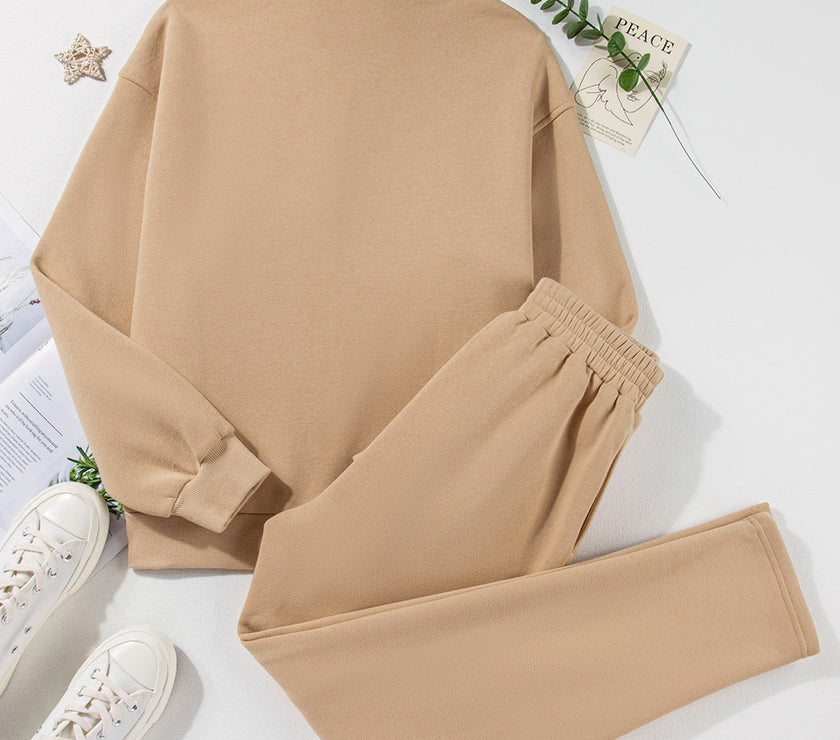 Half Snap Turtleneck Top and Pants Active Set