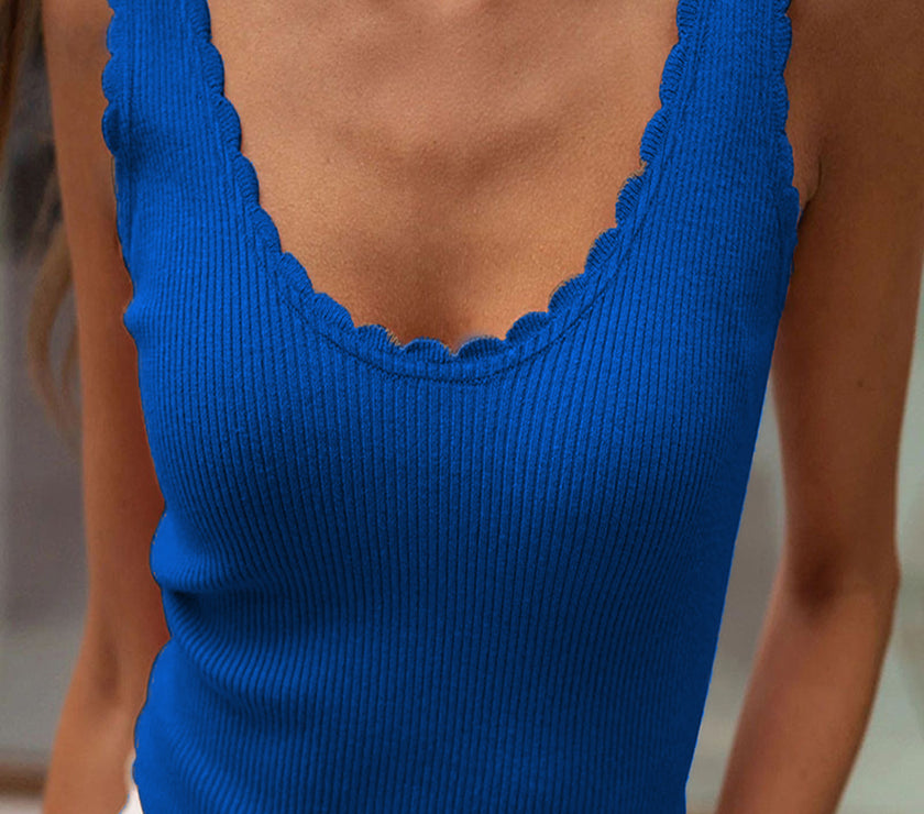 Scoop Neck Wide Strap Knit Tank