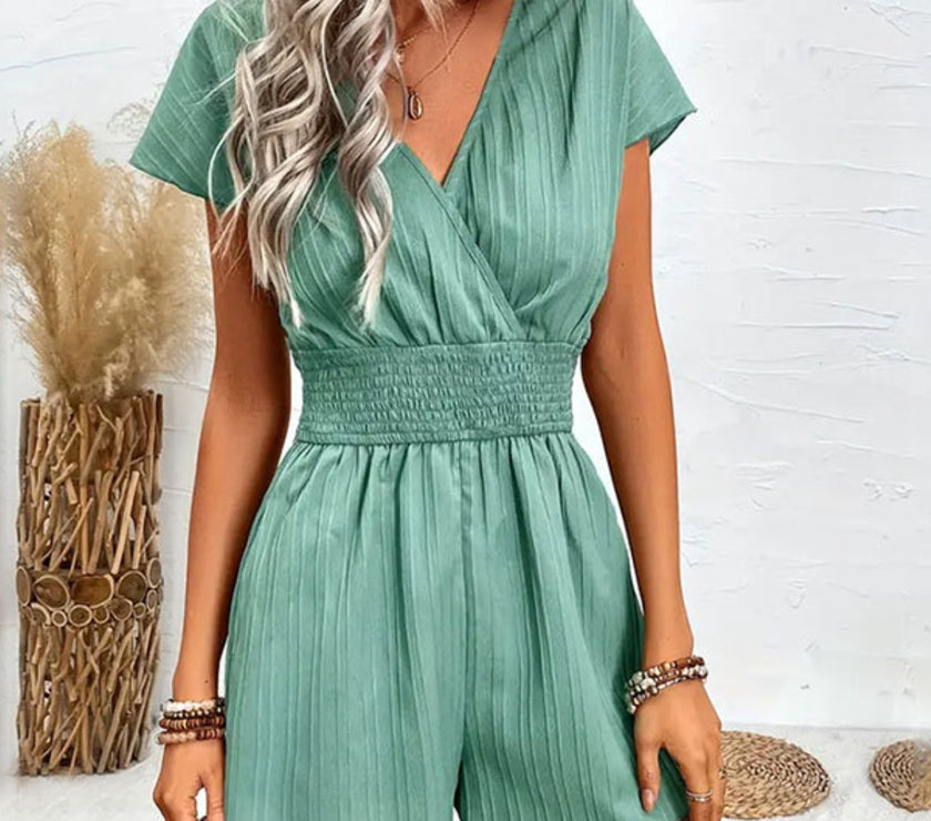 Tied Surplice Short Sleeve Romper