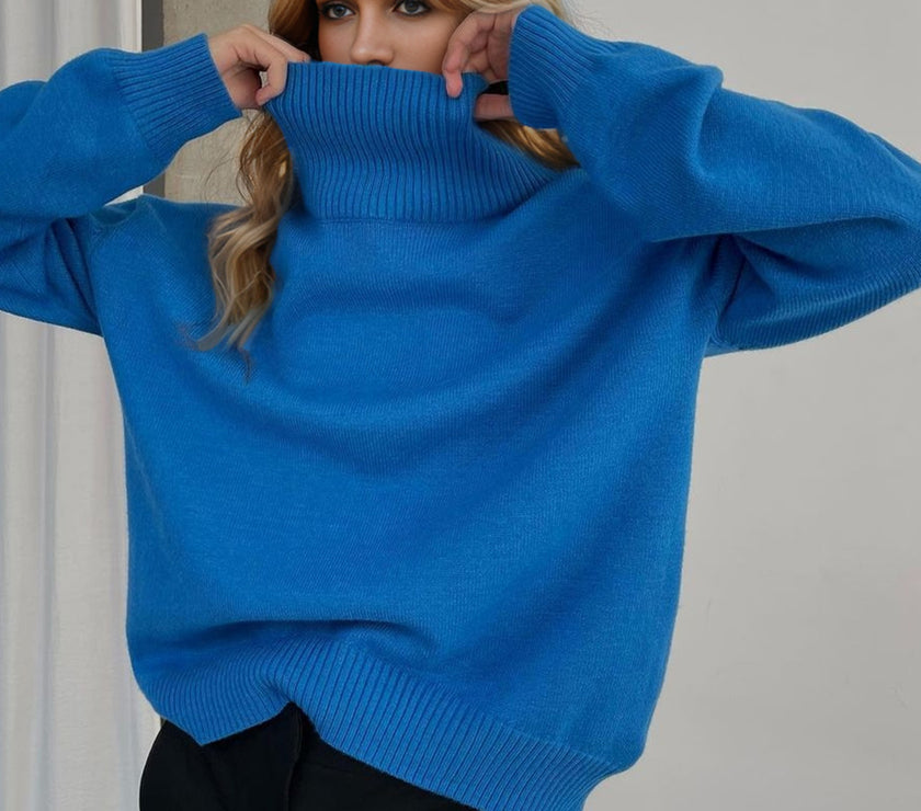 Basic Bae Turtleneck Dropped Shoulder Long Sleeve Sweater