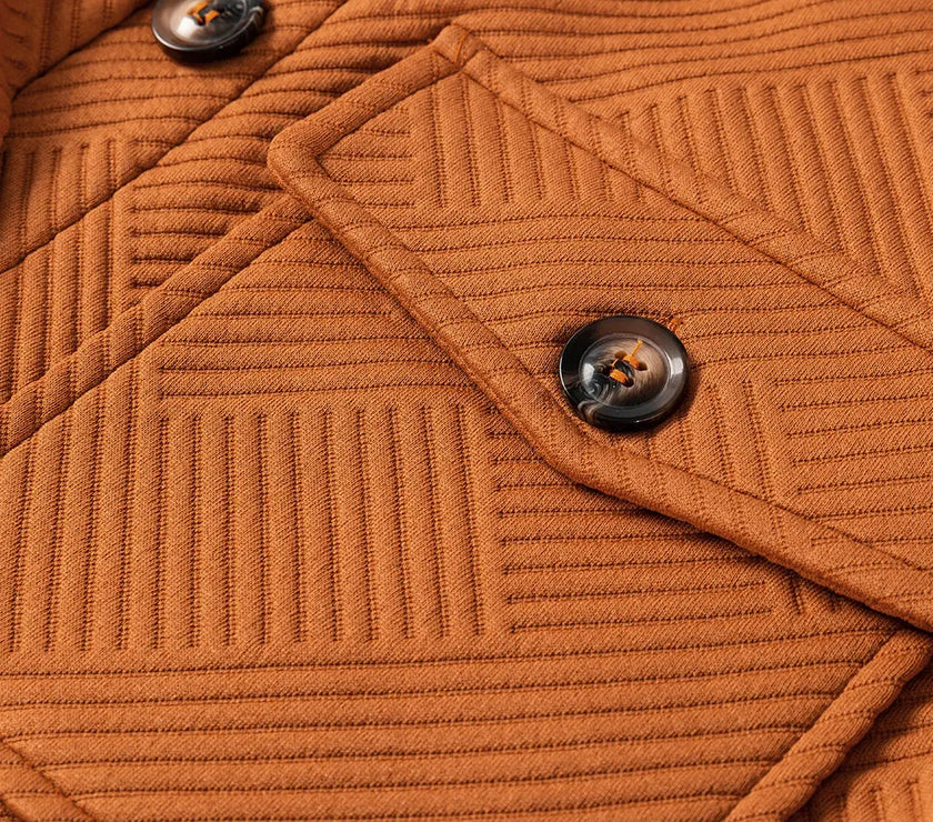 Textured Button Down Collared Neck Coat