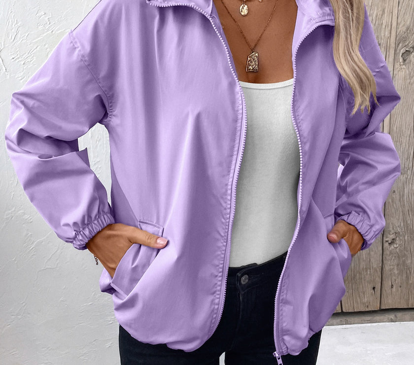 Ivy Lane Pocketed Zip Up Long Sleeve Jacket