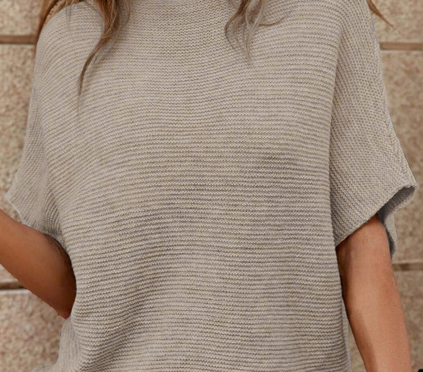 Mock Neck Short Sleeve Sweater