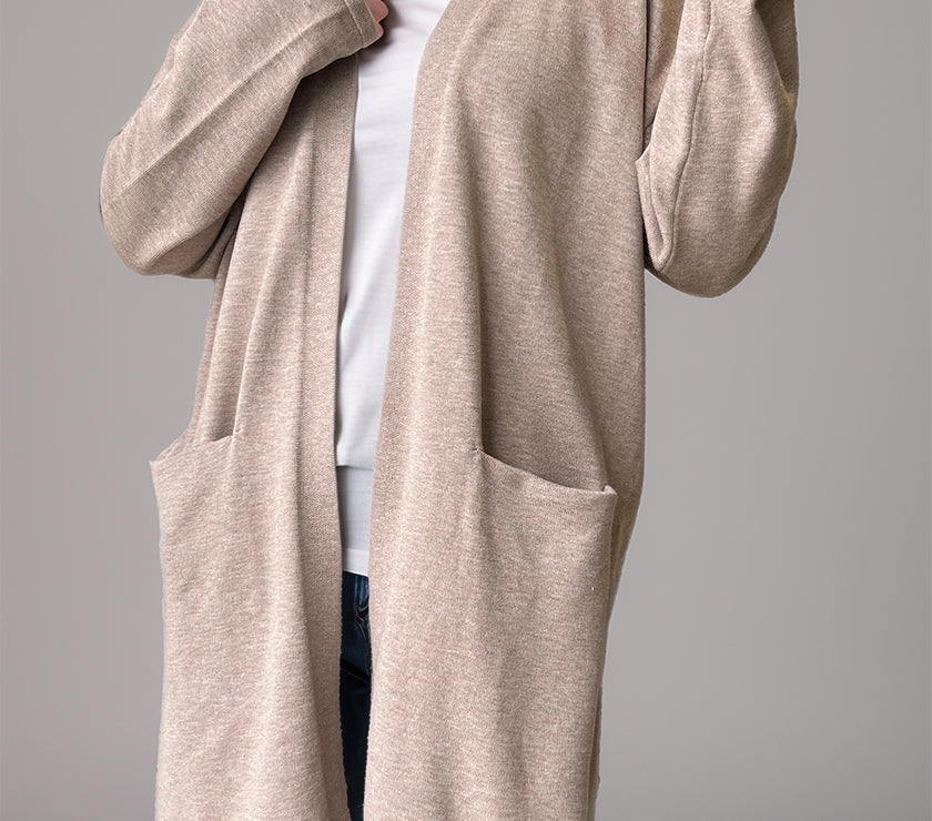 Open Front Long Sleeve Cardigan with Pockets