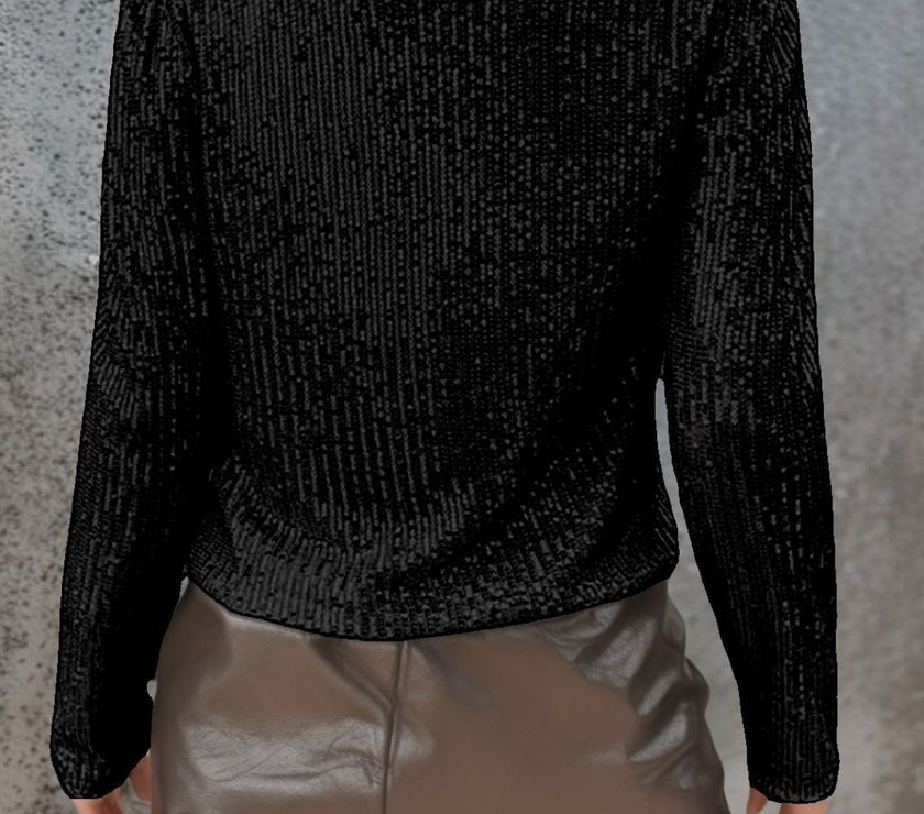 Full Size Sequin Open Front Cropped Jacket