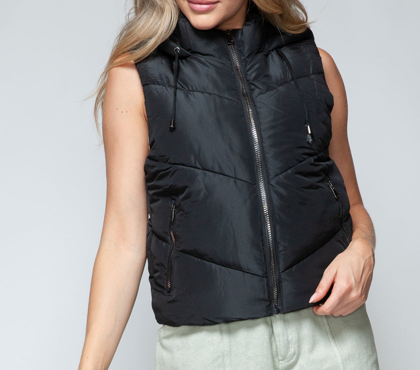 Snobbish Zip Up Quilted Hooded Vest