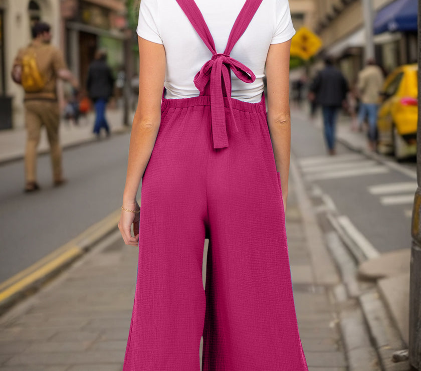 Double Take Full Size Wide Leg Overalls with Pockets