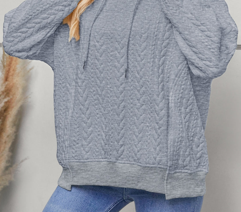 Drawstring Long Sleeve Hoodie with Pockets