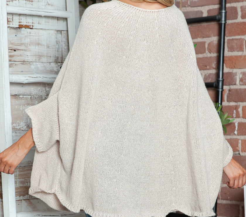 Round Neck Batwing Sleeve Sweater