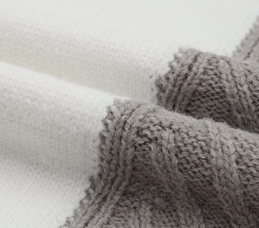 Color Block Textured Drop Shoulder Sweater