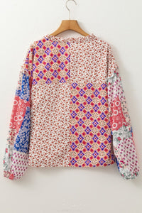 Printed Tie Neck Long Sleeve Blouse