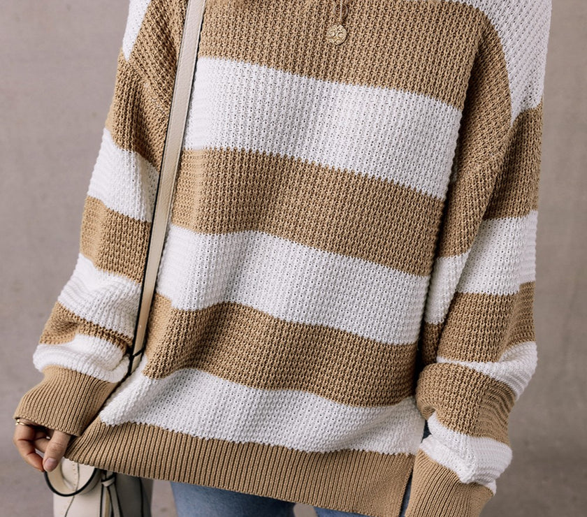 Color Block Round Neck Sweater