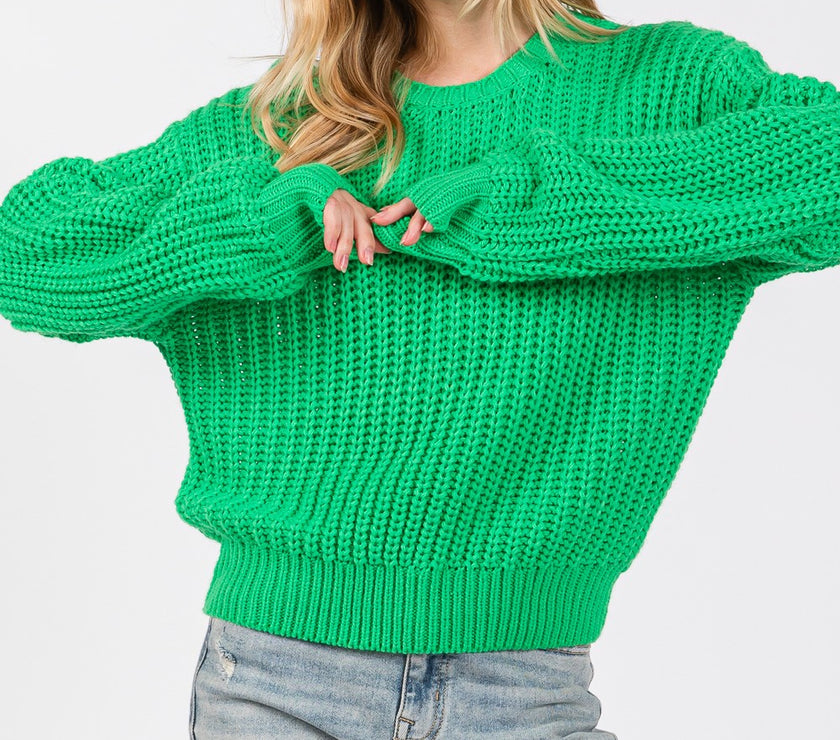 SAGE + FIG Round Neck Drop Shoulder Sweater