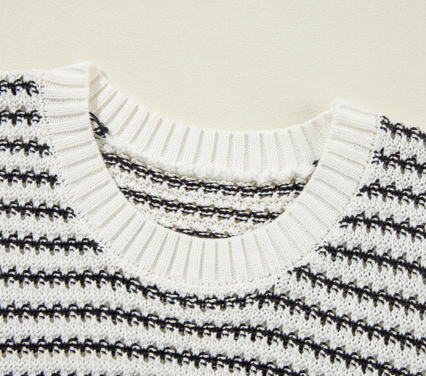 Striped Round Neck Sweater Vest
