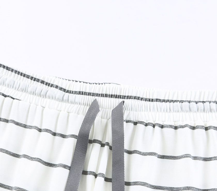 Striped V-Neck Long Sleeve Top and Pants Lounge Set