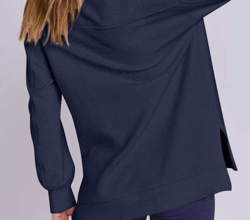 ฺHigh-Low Quarter Zip Long Sleeve Sweatshirt