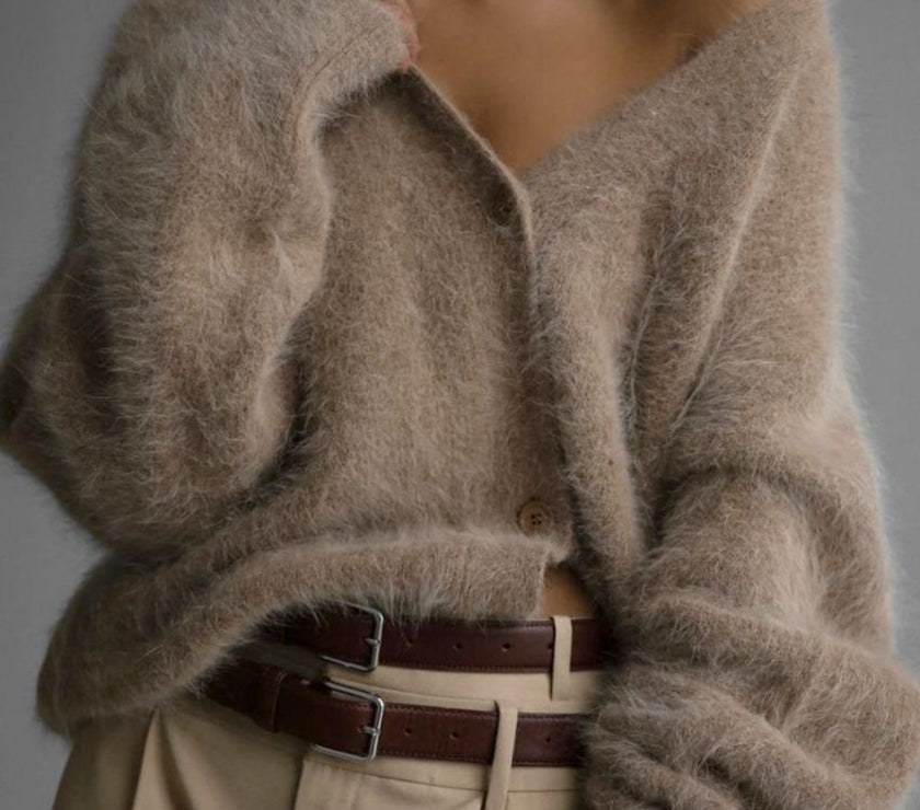 Fuzzy Button Down Long Sleeve Cardigan