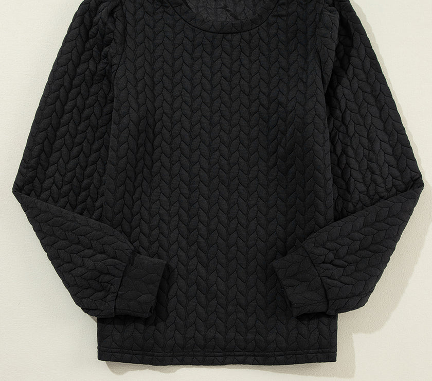 Texture Round Neck Long Sleeve Sweatshirt
