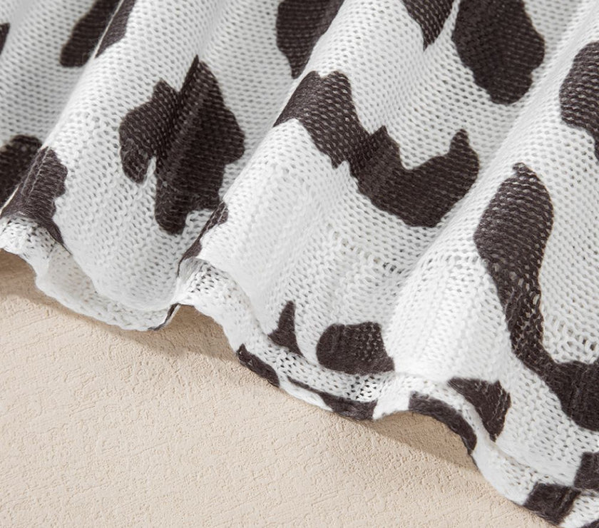 Leopard Boat Neck Long Sleeve Knit Top