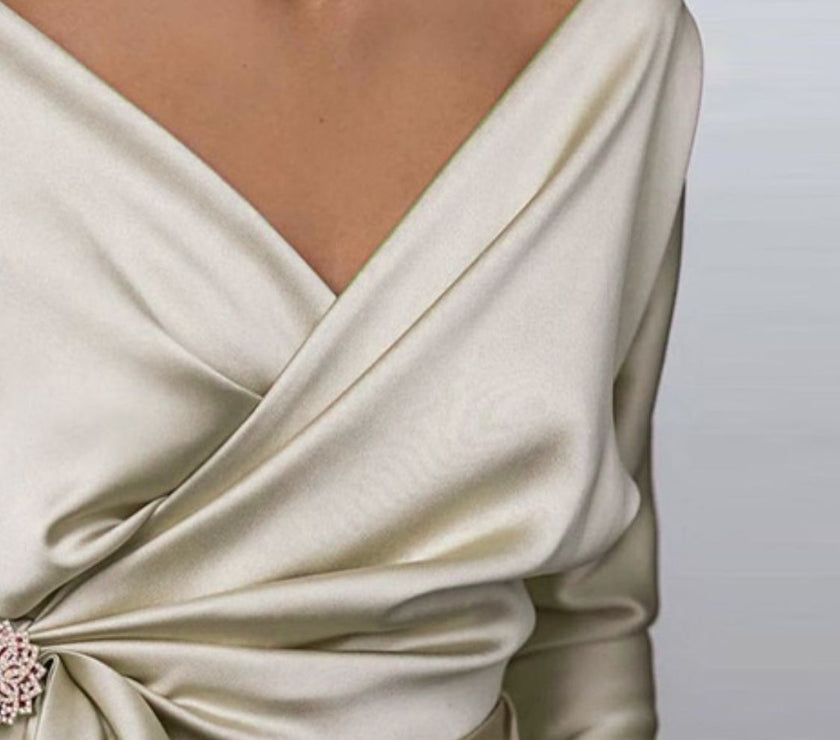 Surplice Long Sleeve Blouse