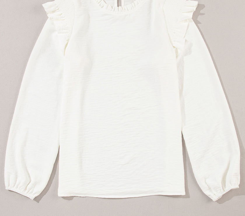 Frill Mock Neck Ruffled Balloon Sleeve Blouse