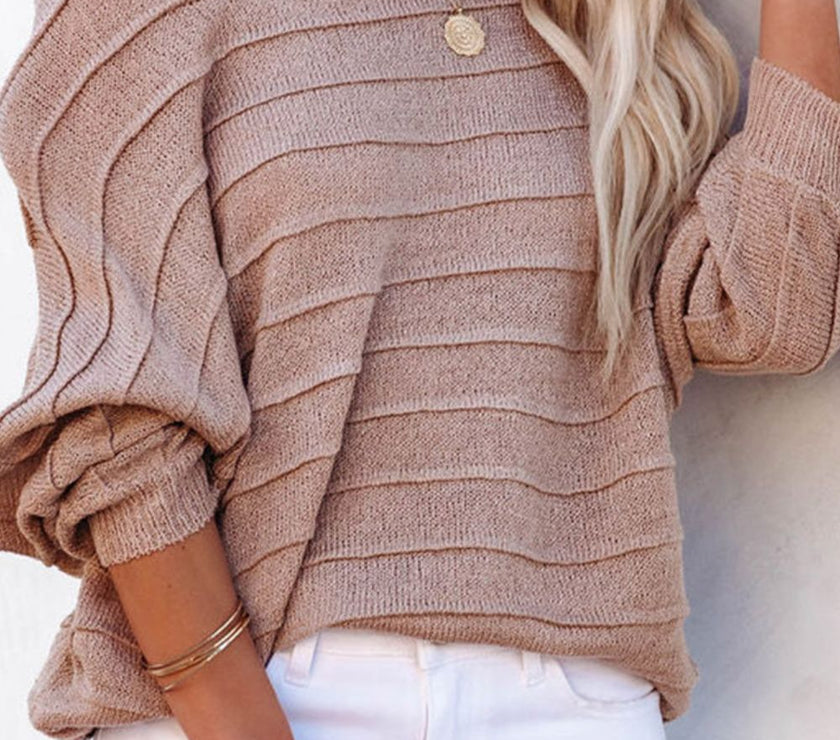 Round Neck Long Sleeve Knit Top