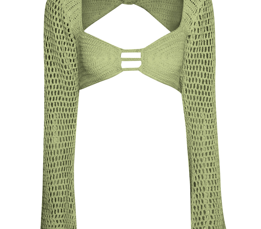 Tied Long Sleeve Top and Skirt Cover Up Set