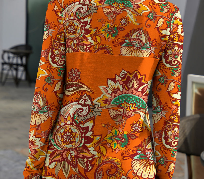 FAM-FAM Printed Round Neck Long Sleeve T-Shirt