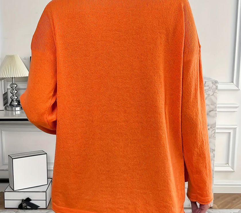 V-Neck Long Sleeve Knit Top