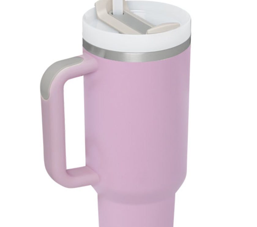 Stainless Steel Tumbler with Upgraded Handle and Straw