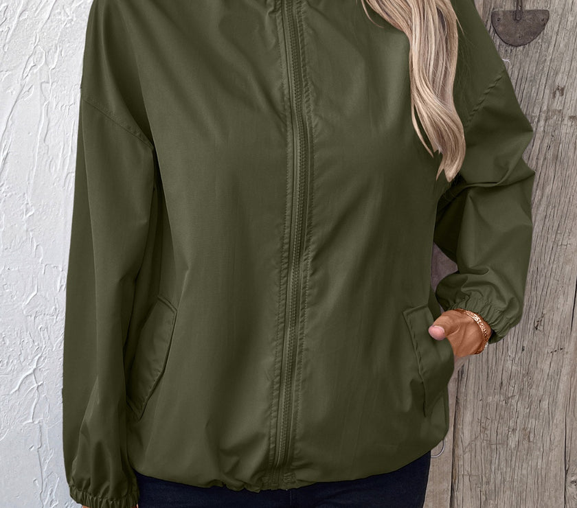 Ivy Lane Pocketed Zip Up Long Sleeve Jacket