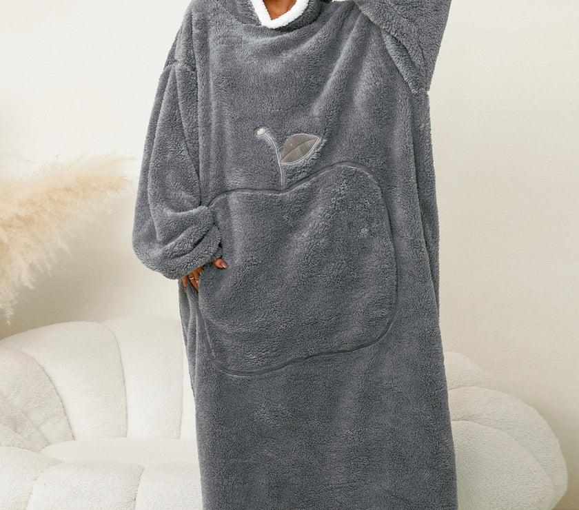 Pocketed Contrast Long Sleeve Hooded Lounge Dress