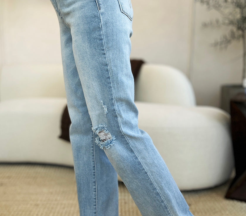 Judy Blue Full Size High Waist Distressed Straight Jeans