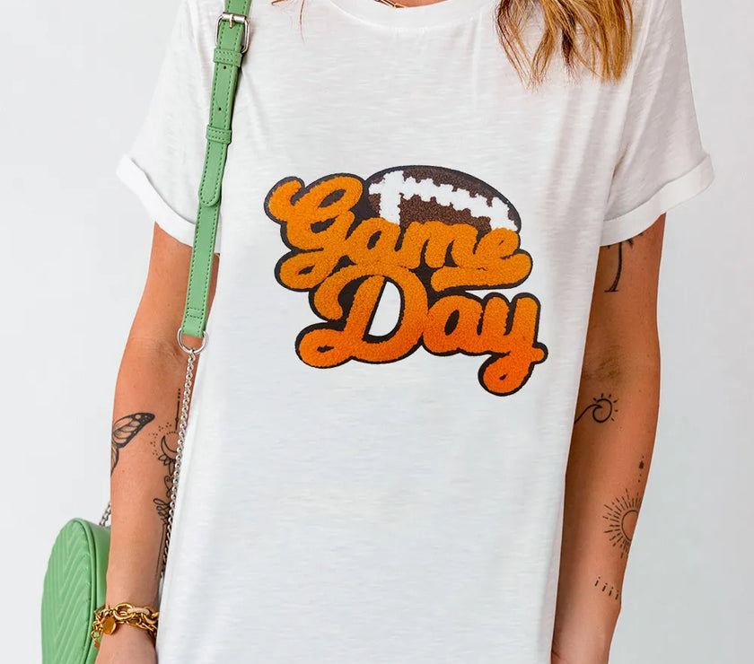 GAME DAY Round Neck Short Sleeve T-Shirt