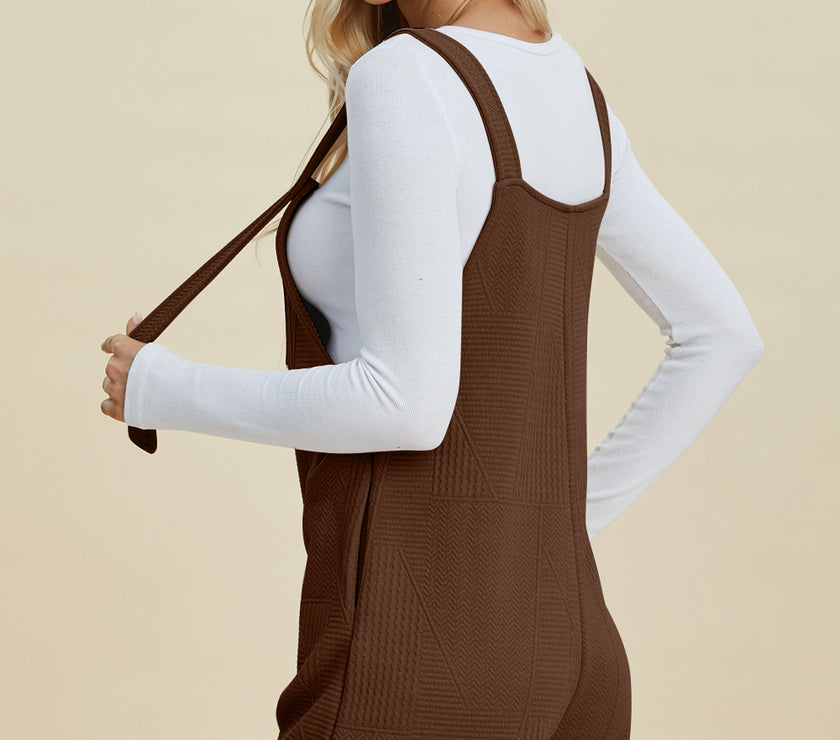 Double Take Full Size Texture Sleeveless Romper