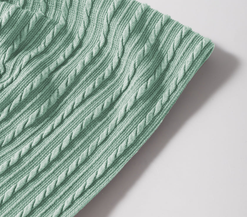 Textured Round Neck Flounce Sleeve Blouse