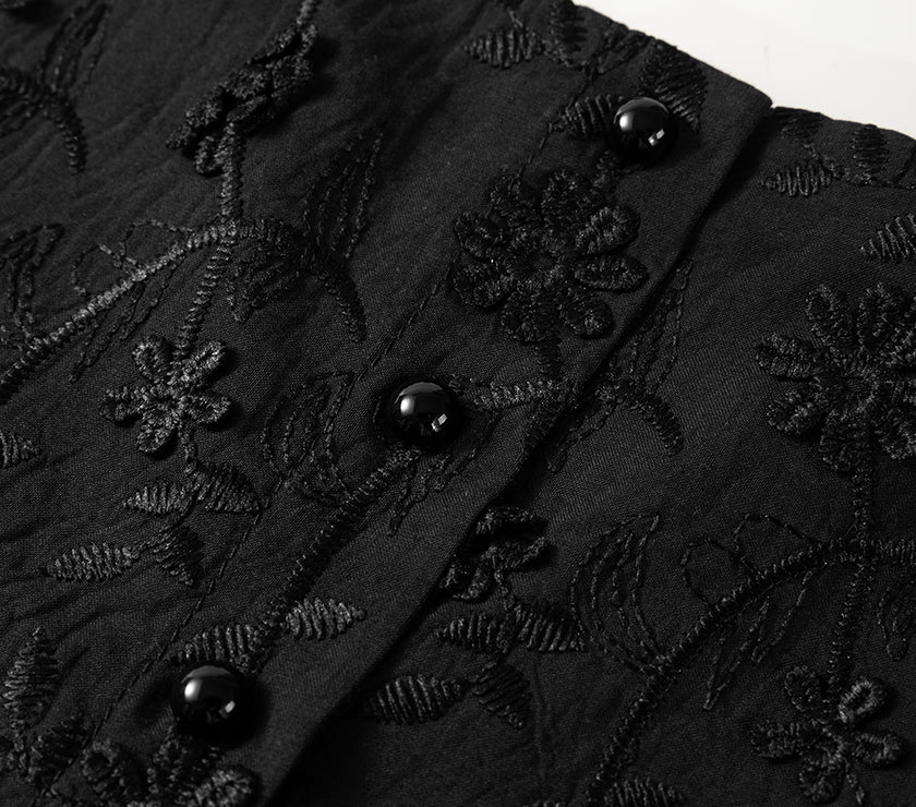 Embroidered Square Neck Wide Strap Tank