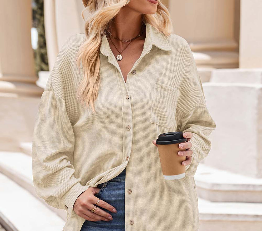 Mandy Collared Neck Dropped Shoulder Shirt