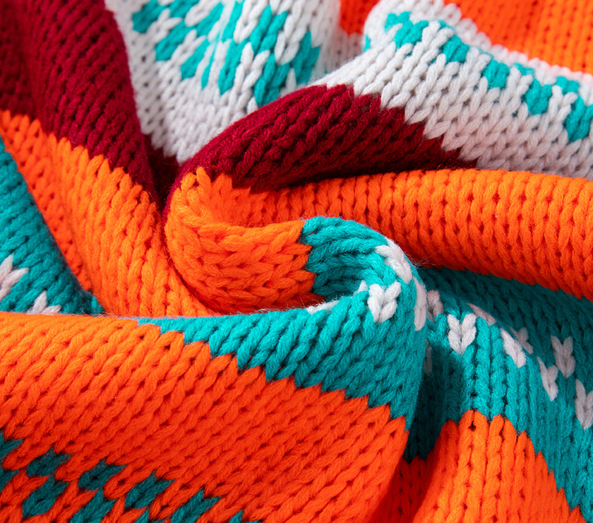 Contrast Striped Round Neck Long Sleeve Sweater