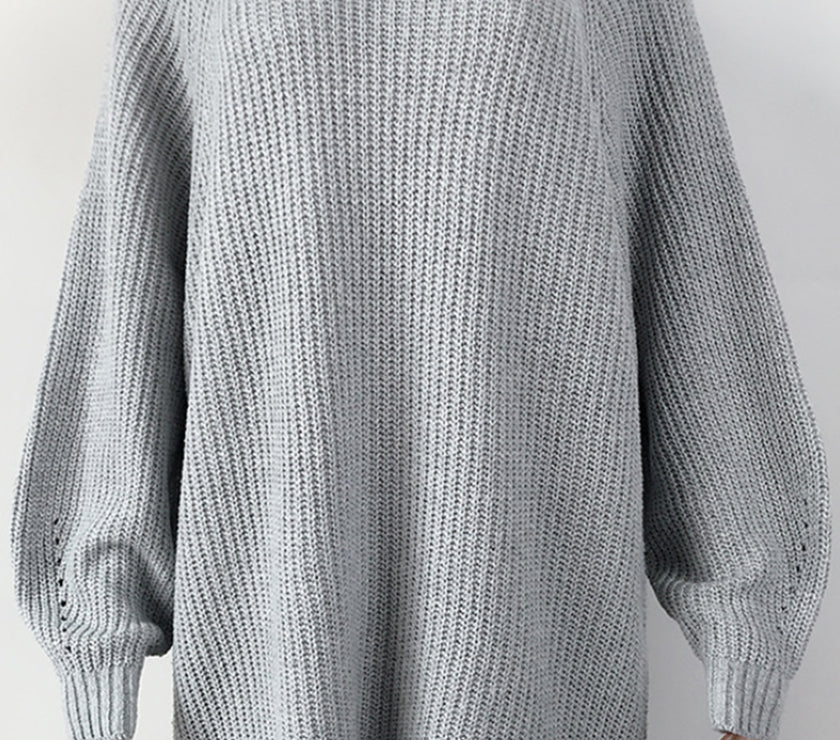 Mock Neck Dropped Shoulder Sweater Dress