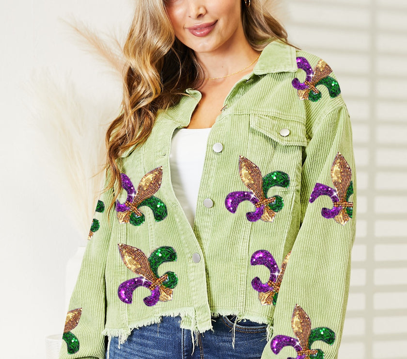 Sequin Raw Hem Jacket