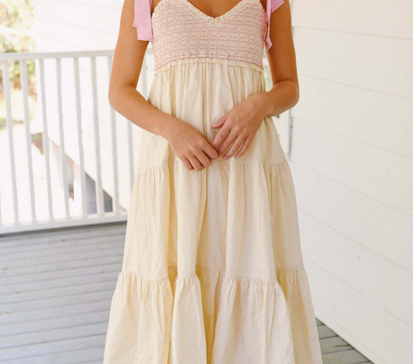 Tiered Tie Shoulder Midi Cami Dress